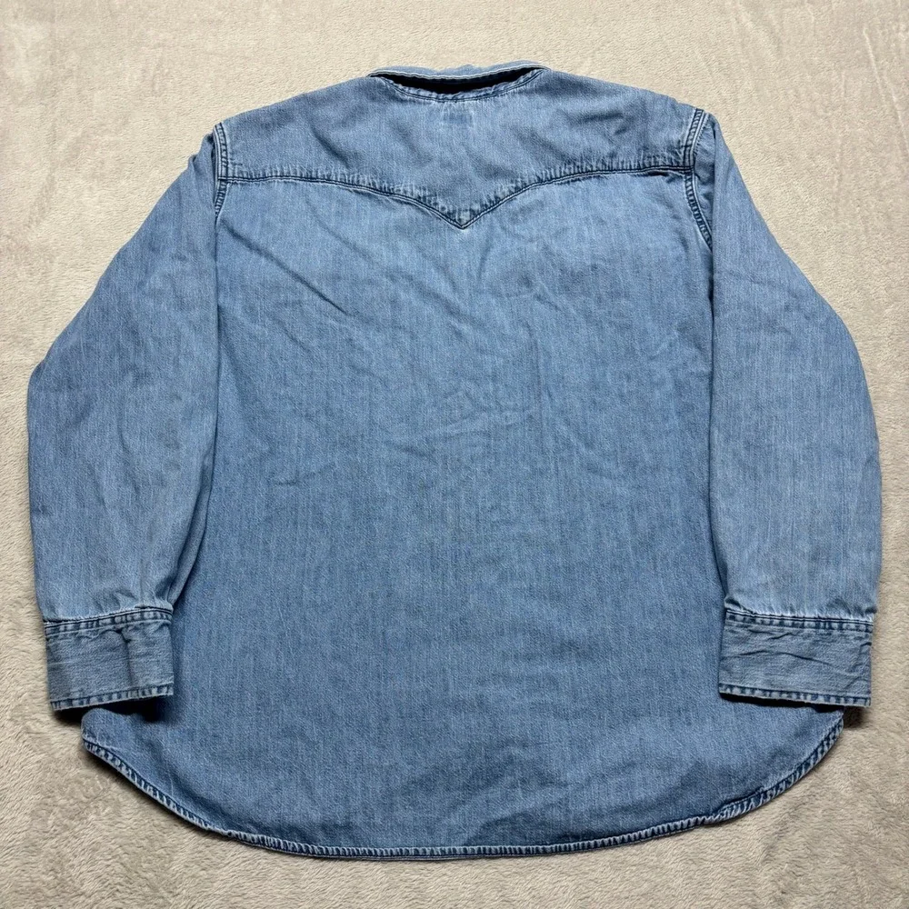 Levis Shirt Mens 2XL Standard Fit Western Blue Pearl Snap Denim Cowboy Cotton